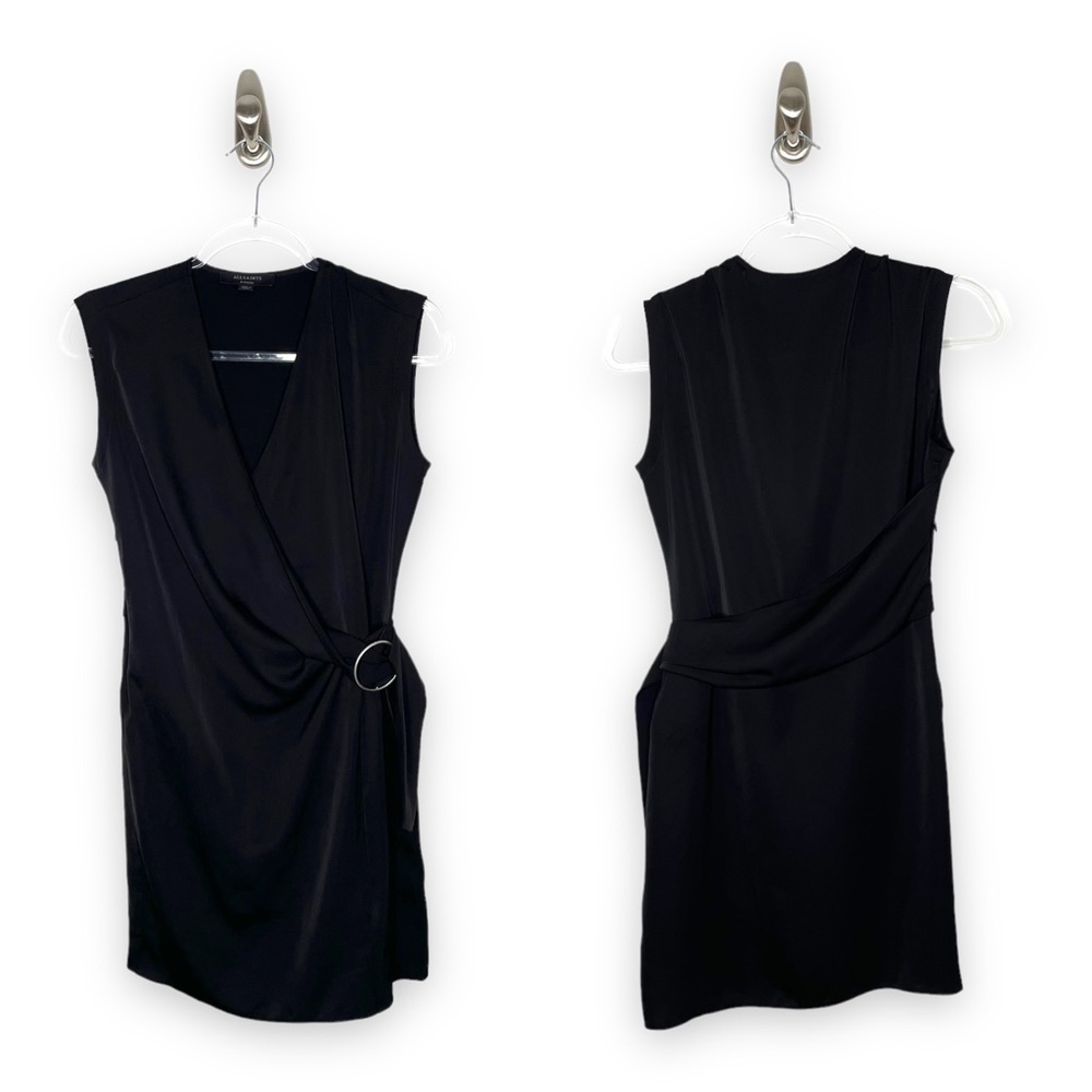 Allsaints | NWT Callie Drape Dress in Black XS